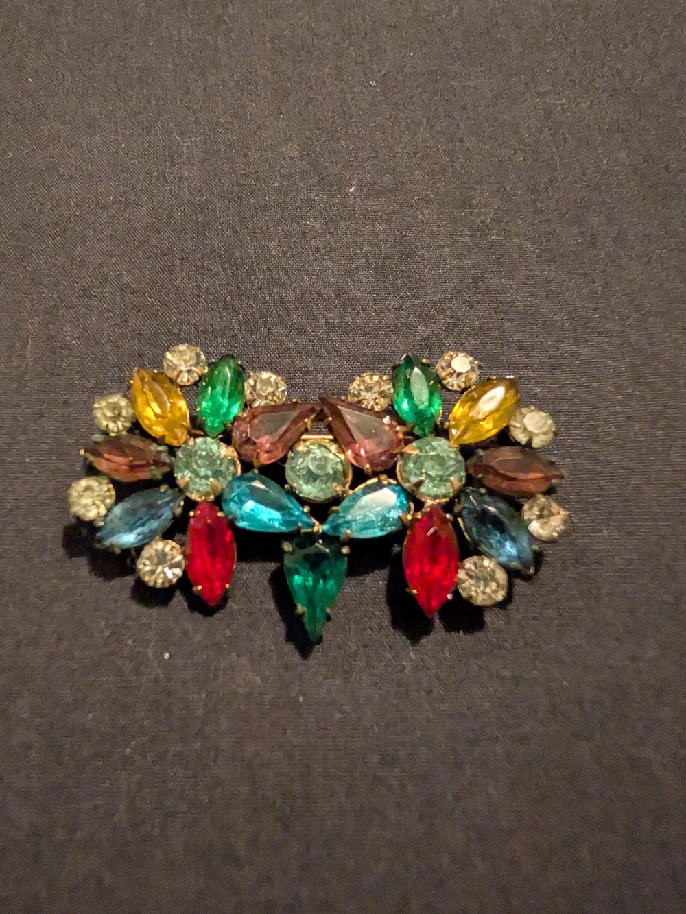 Vintage Multicolor Rhinestone "Fruit Salad" Brooch